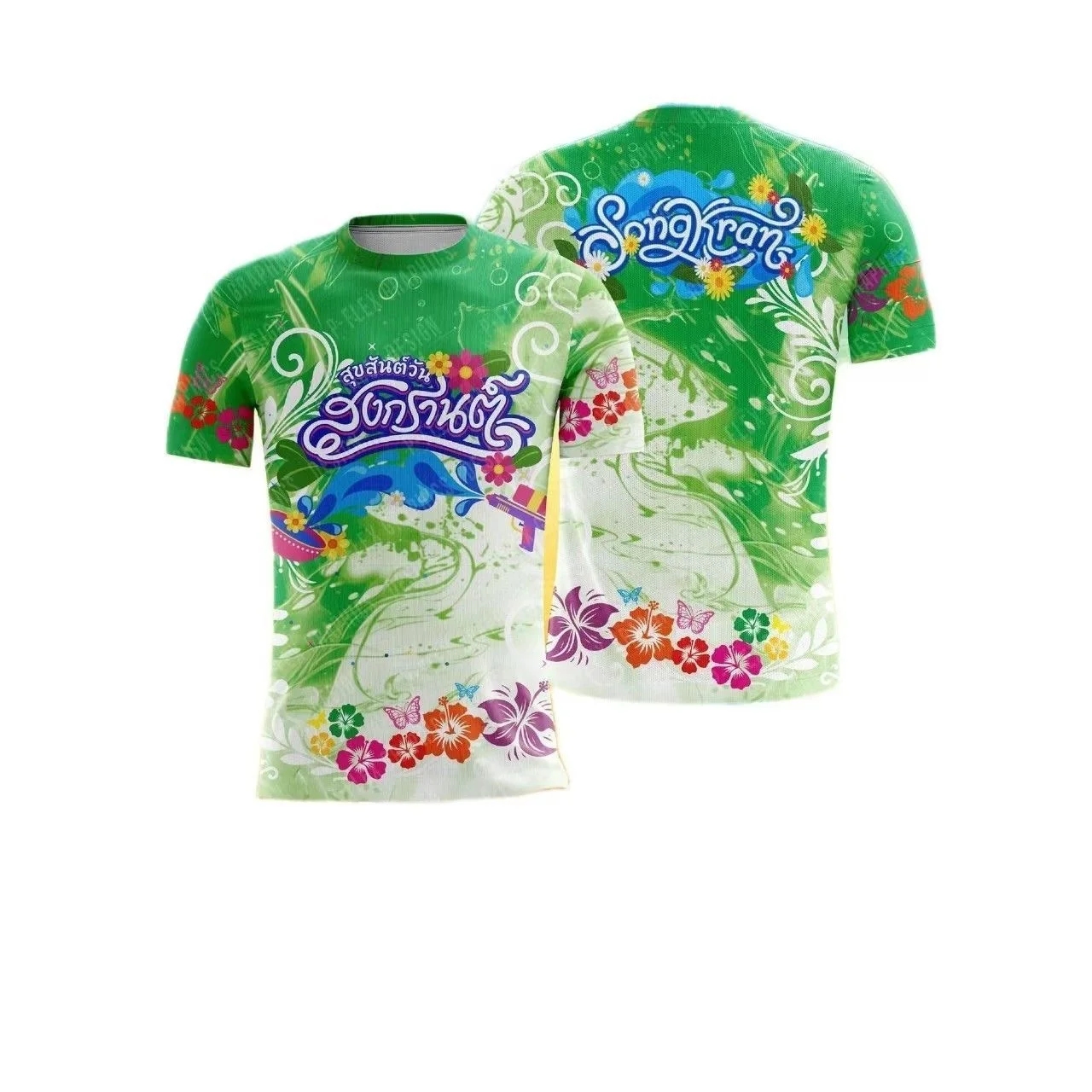 Thailand Water Splashing Festival Themed 3D Printed Short Sleeved T-shirt for Comfortable Quick Drying and Sweat  FamilyMatching