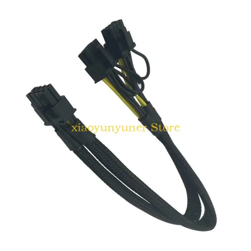 P9JB GPU VGA PCIe 8 Pin Male to Two 2x 8Pin (6+2) Male PCIexpress Power Supply Braided Y Splitter Extension Cable 40cm