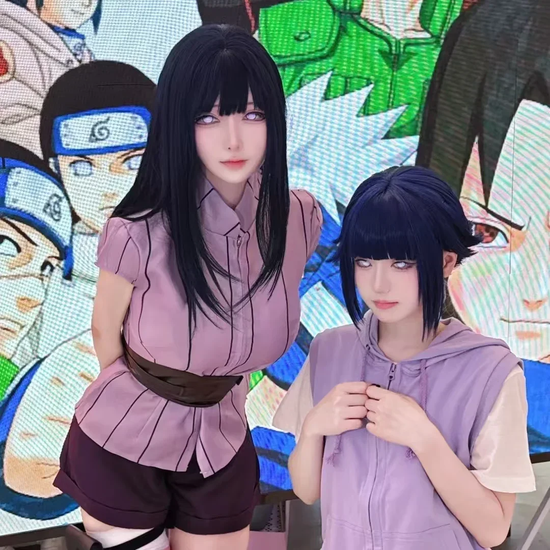Peluca de Disfraz de Hyuga Hinata para Mujer, Traje para Halloween, Carnaval, Fiesta, Cosplay de Ninja Hyuuga, Peluca Larga Morada y Linda