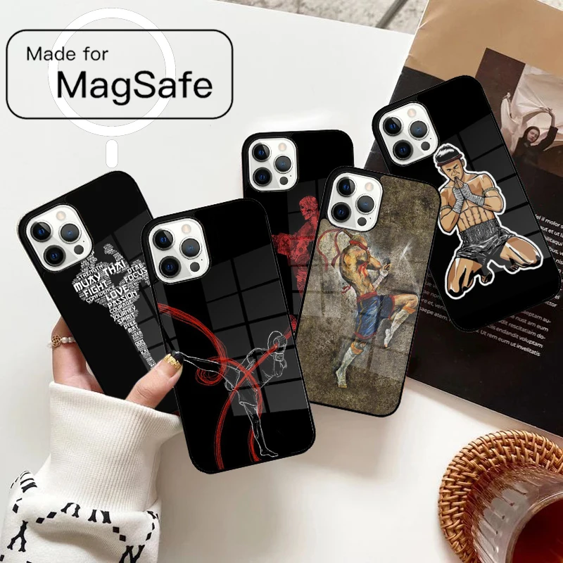 Casing Ponsel Magnetik Muay Thai Untuk iPhone 17 Air 16e 12 13 14 15 Pro Max Magsafe Wireless Cover