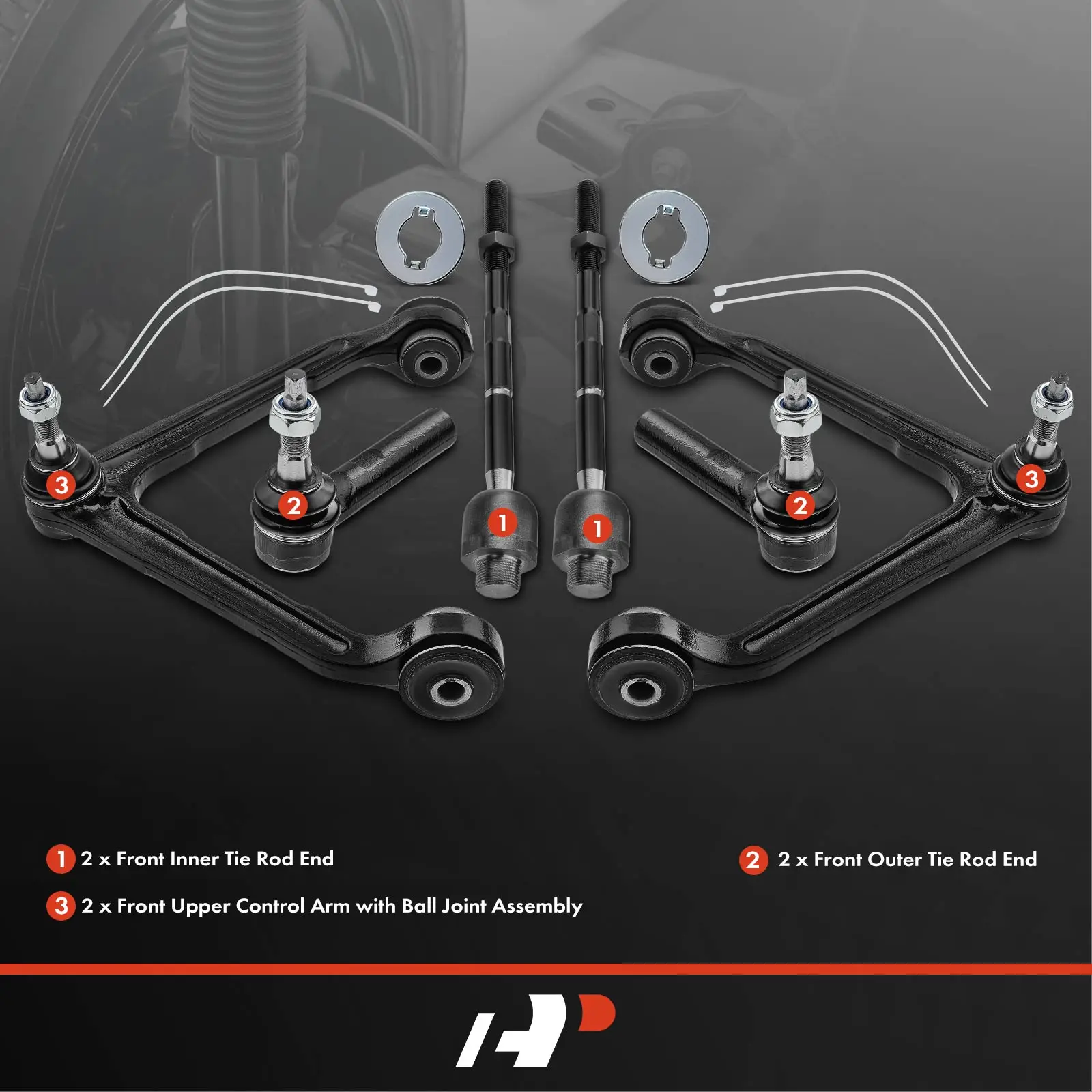 A-Premium 6x Front Control Arm with Ball Joint Tie Rod End for Dodge Durango 2004-2009 Chrysler Aspen 2007-2009