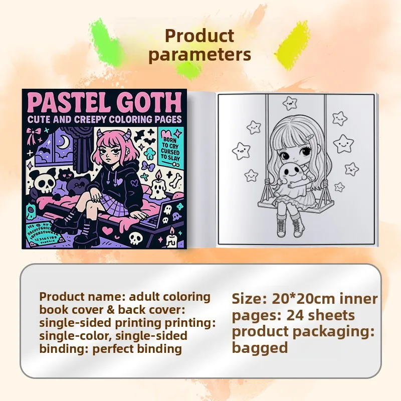 Cute Creepy Pastel Goth Coloring Book Spooky Kawaii Art Gift For Teen Adults