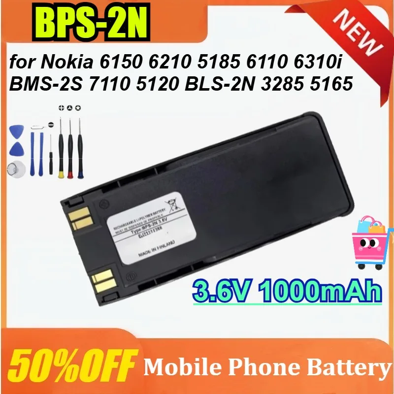 

New BPS-2N 3.6V 1000mAh Mobile Phone Battery for Nokia 6150 6210 5185 6110 6310i BMS-2S 7110 5120 BLS-2N 3285 5165 + tools