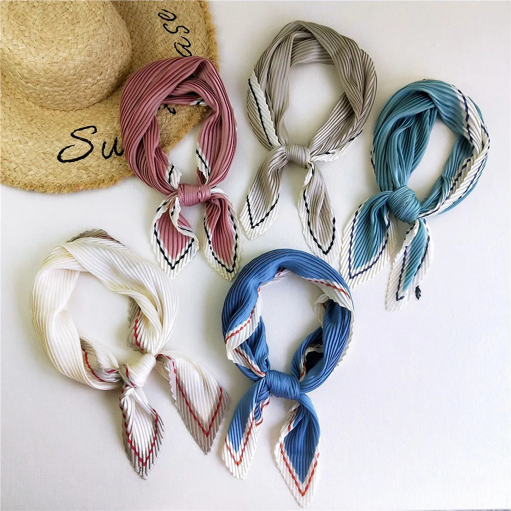 70cm Print Bandanas Fold Square Scarf Women Girls Headband Accessories Neckerchief Hairscarf Hairscarf Shawl Wrap