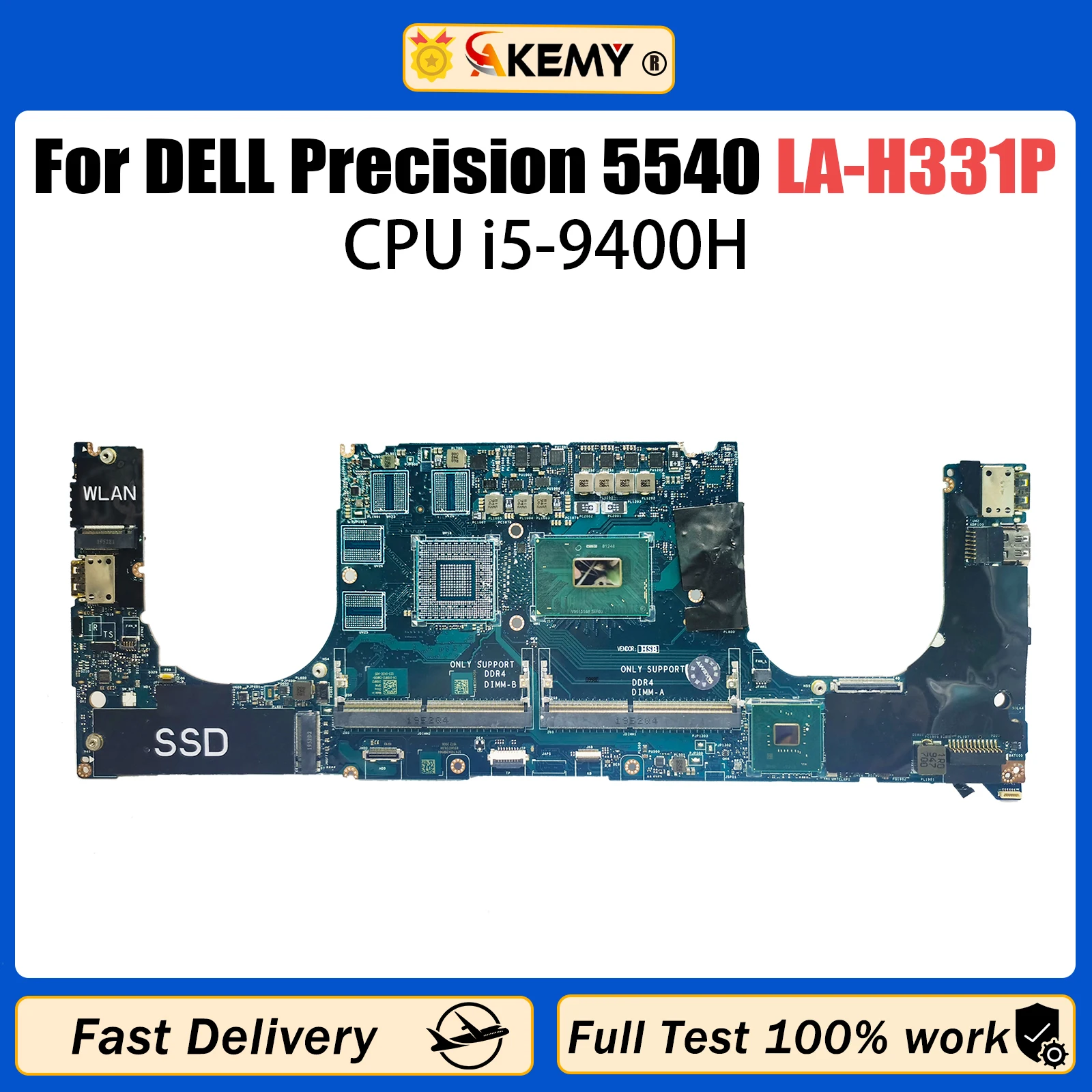 

AKEMY LA-H331P For Dell Precision 5540 XPS 7590 Laptop Motherboard With i5-9400H CPU CN-0205NX 0205NX Mainboard Tested