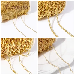High Quality Spool Chains DIY Jewelry Findings Wholesale 4 Styles 18K Gold Plated Bulk Metal Chains For Making Bracelet Necklace