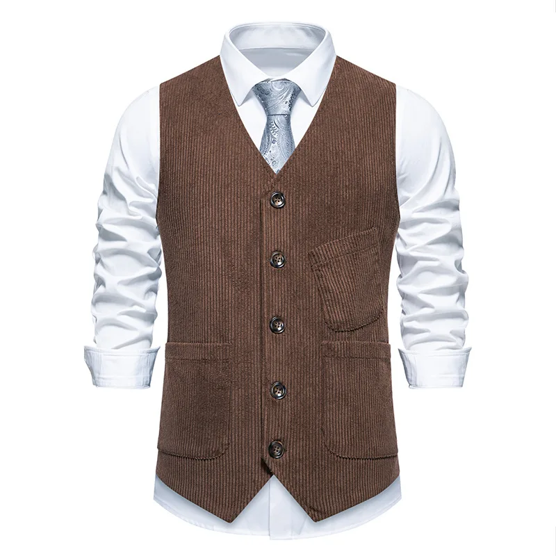 

Mens Pocket Outdooer Corduroy Vests Vintage Western Cowboy Sleeveless V-neck Jacket Waistcoat Men Retro Casual Vest Gilet Homme