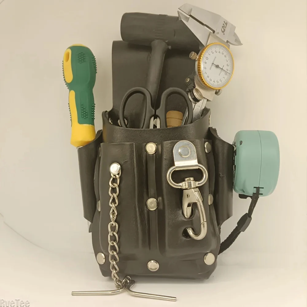 New Handmade Vintage Faux Leather Tool Belt and Pouch Bag with Tape Hook Electrician Tool Organizer, Gift for Men