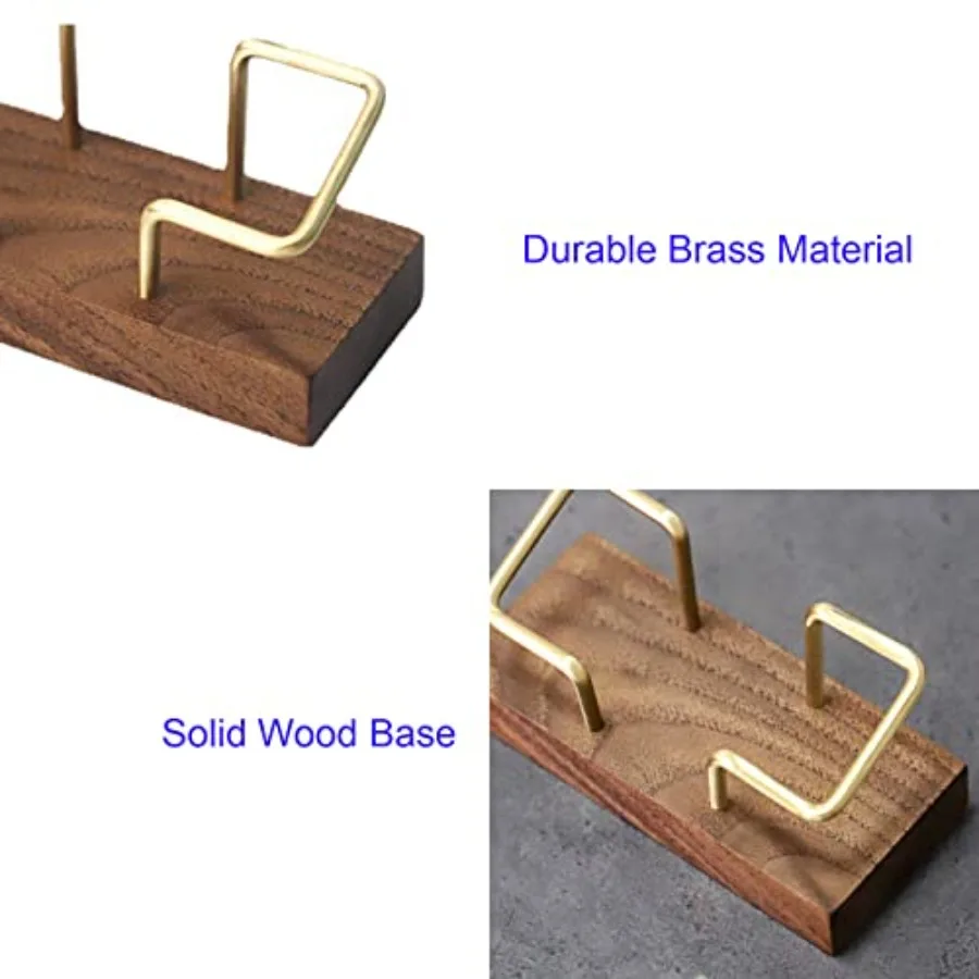 حامل بطاقات معدني مع حامل بطاقات سطح المكتب الخشبي للنحاس المزخرف مع حامل عرض بطاقات العمل الخشبية للمكتب مناسب لـ