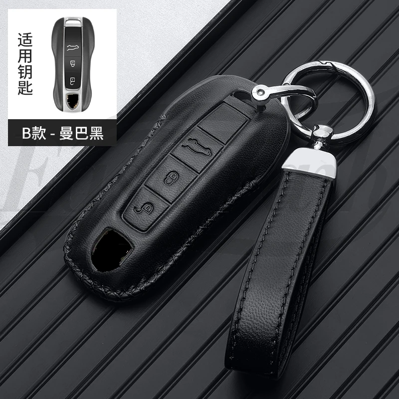 

Car Leather Key Case Holder For Porsche Panamera Spyder Carrera Macan Boxster Cayman Cayenne 911 970 981 991 Key Protect Cover