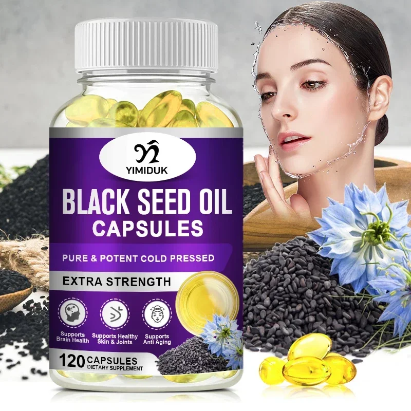 مكمل زيت البذور السوداء الفاخر من ييميدوك، للعافية الشاملة والحيوية، وصحة المفاصل والدماغ والجهاز المناعي، ومكافحة الشيخوخة