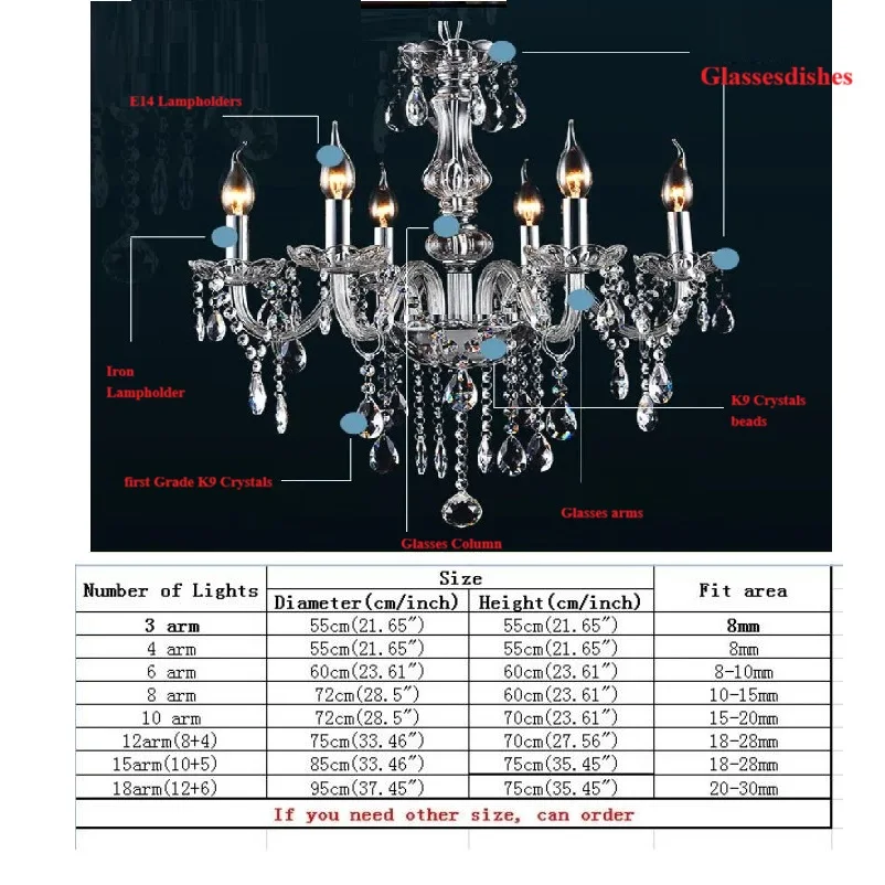 LED K9 Modern Ceiling Lustre Crystal Chandeliers Lustres De Cristal Chandelier AC110V/220V Ceiling Fixture Indoor Pendant Lamp