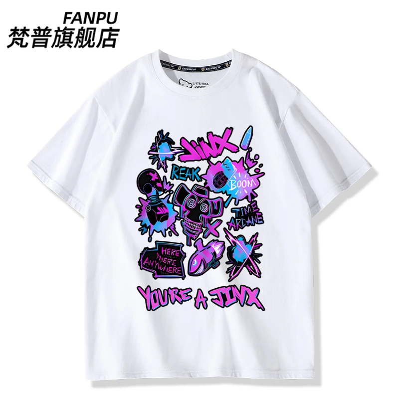 Anime LOL  Legends Arcane Jinx T-shirt Jinx Cosplay Jinx Graffiti Costume Game Related Products Jinx Vi Cosplay For Hallowmas