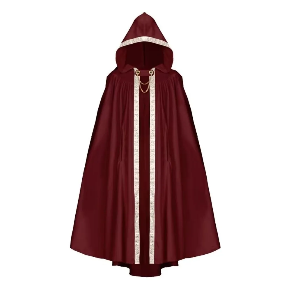 Practical Anime Medieval Cloak Fantasy Dark Style Halloween Cloak Gothic Pastoral Ribbon Edge Hooded Cape Medieval Hunter