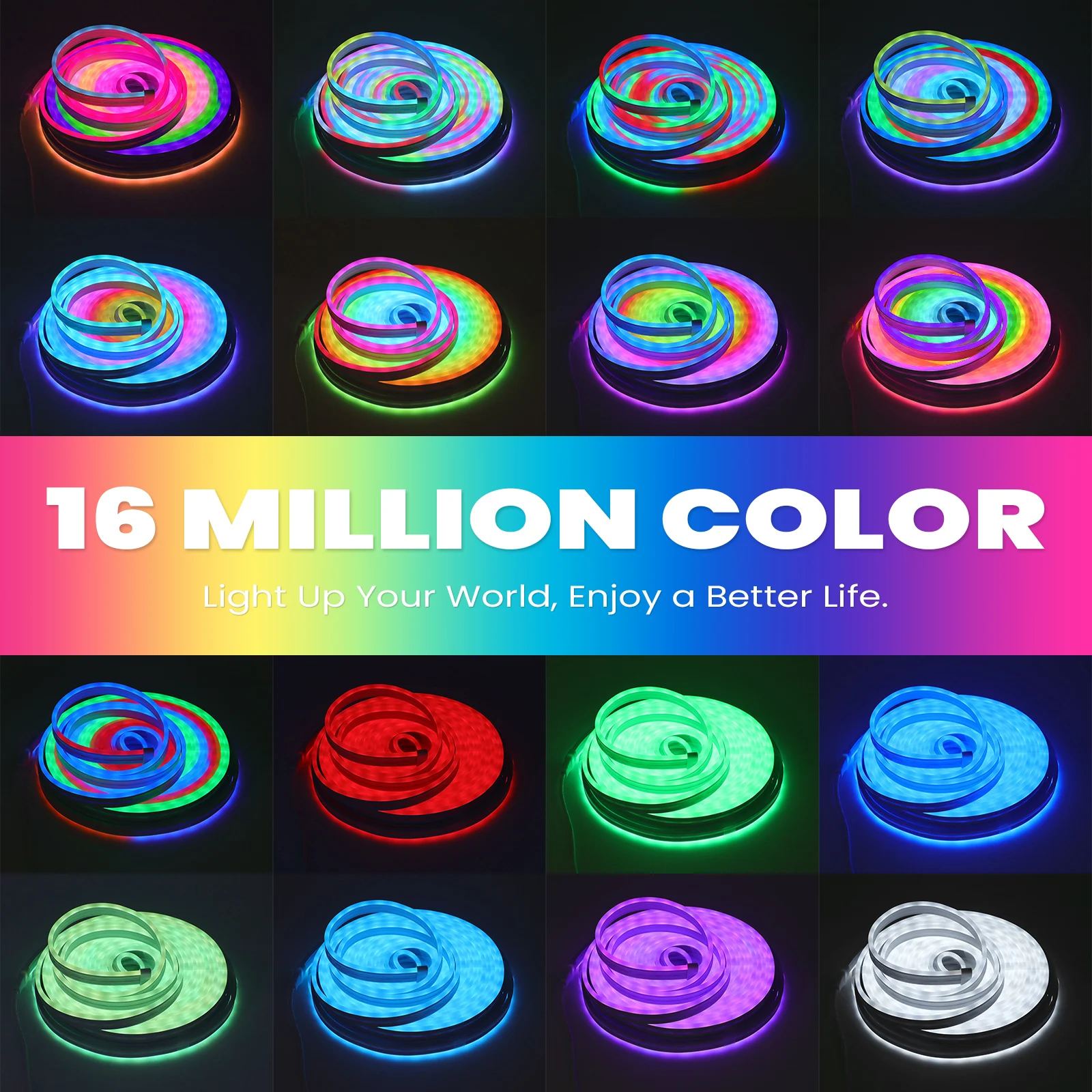 WS2811 RGBIC Neon LED Strip 60Leds/m Addressable Dream Color Flexible Neon Sign Tape 24V IP67 5m 10m 15m 20m Party Room Decor