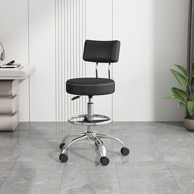 ‌Hydraulic Adjustable Bar Stool, Ergonomic Mesh Backrest Chair, Salon Style Swivel Stool, Multi-Functional Rolling Perch Seat