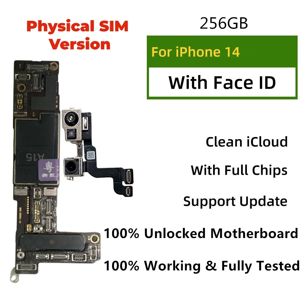 iPhone 14 Pro Max 14 Plus用純正マザーボード、ロック解除済み、Face