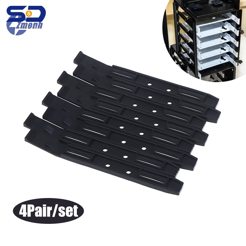 New！4 Pairs Black Chassis Hard Drive Mounting Desktop Hard Disk Bracket Computer Cooler Mounting Rail HDD Shelf Slider