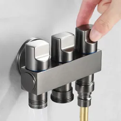 One In Three Out Angle Valve Independent Switch Three-way Toilet Multifunction Valve Three-control Faucet Washing Machine Faucet