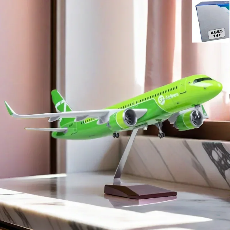 

New 47CM 1/80 Airplane A320NEO A320 NEO Siberia S7 Airlines Model Toy Light & Wheel Landing Gear Diecast Resin Plane Model Decor