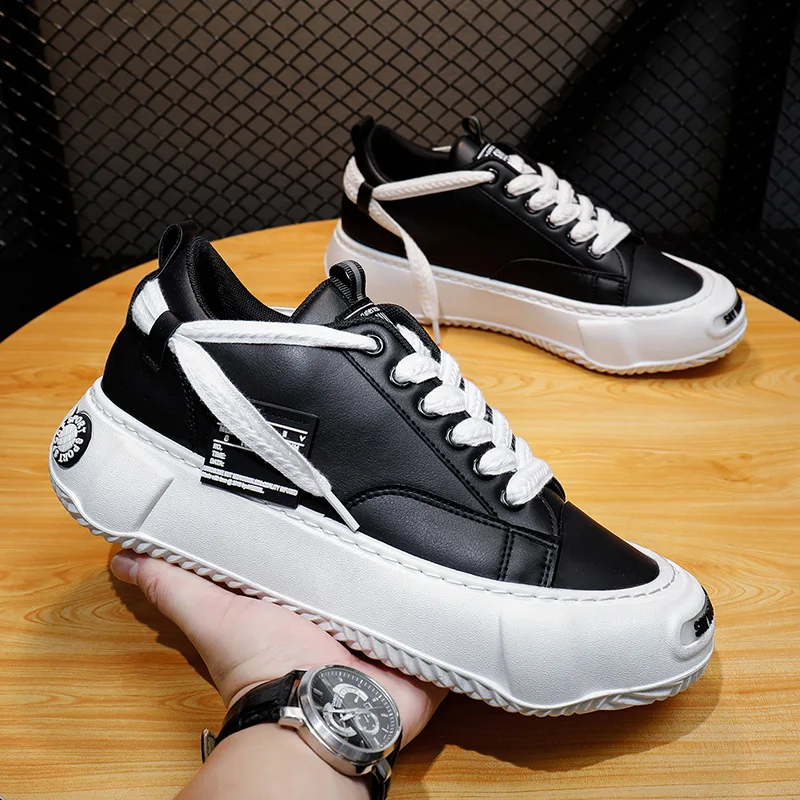 METASCH 2022 модные трендовые новые модные мужские кожаные туфли Ins обувь на толстой подошве кроссовки