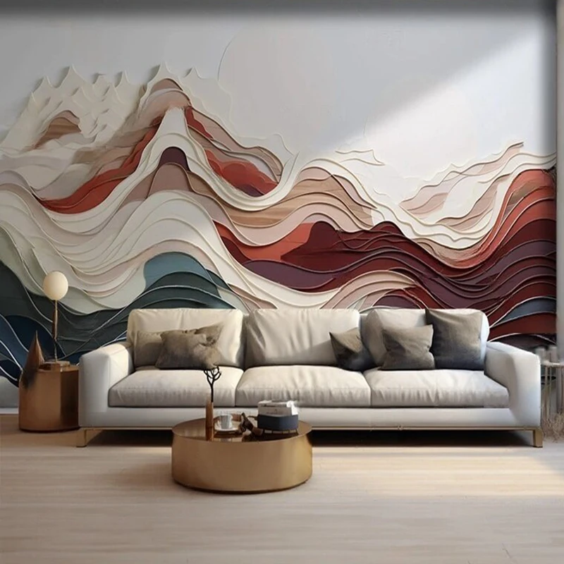 MU8857 Creative abstract 3D stereoscopic landscape graphic sofa background wall paper mural