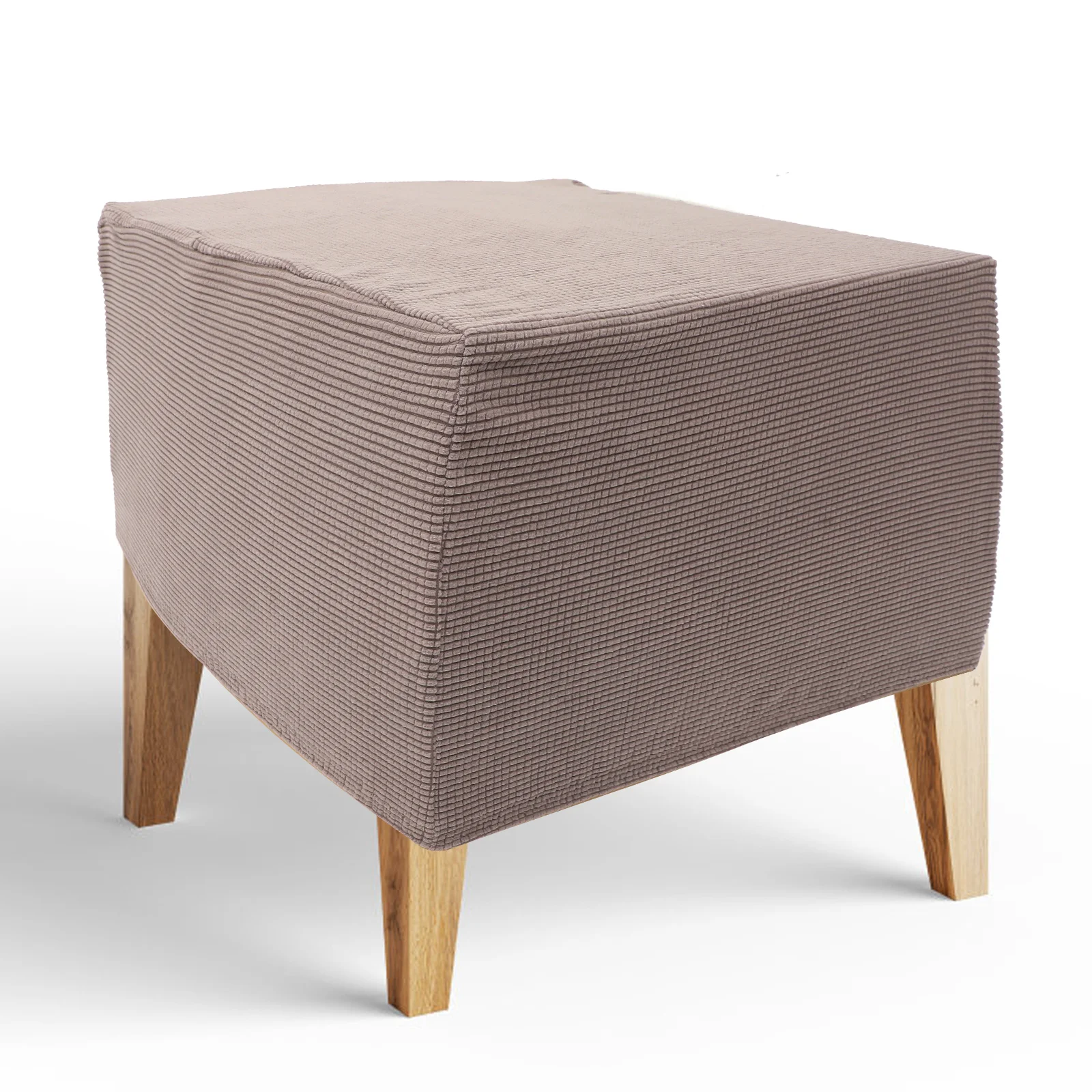 

Square Stool Cover Removable Stretchable Chair Protector Gray Brown Large Size Easy Clean Machine Washable Stain Resistant Pet