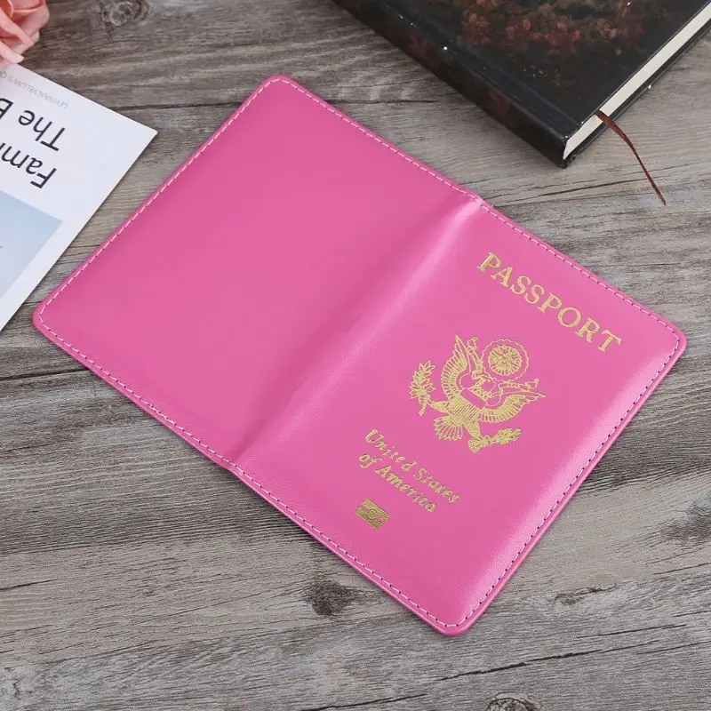 Accesorios de viaje funda de pasaporte americano EE. UU. Lindo Rosa soporte de libro de pasaporte de diseñador bolsa de pasaporte de viaje