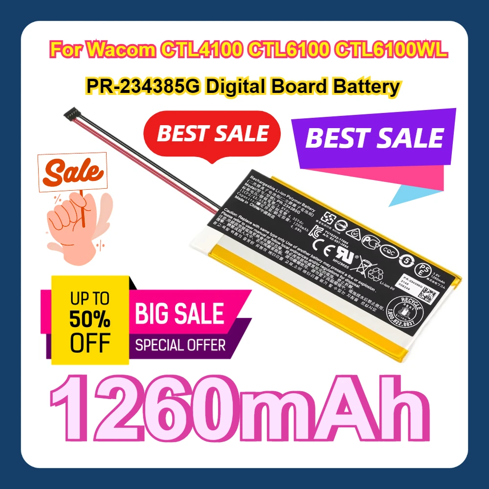 

1260mAh Digital Board Battery For Wacom CTL4100 CTL6100 CTL6100WL PR-234385G