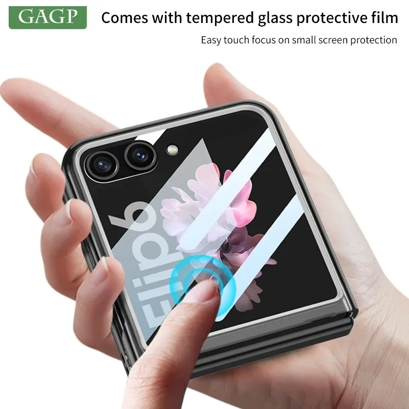 Luxe Transparante Ultra Dunne PC Case voor Samsung Galaxy Z Flip 6 5 ZFlip6 Flip5 360 Ingebouwde Screen Protector schokbestendige Cover