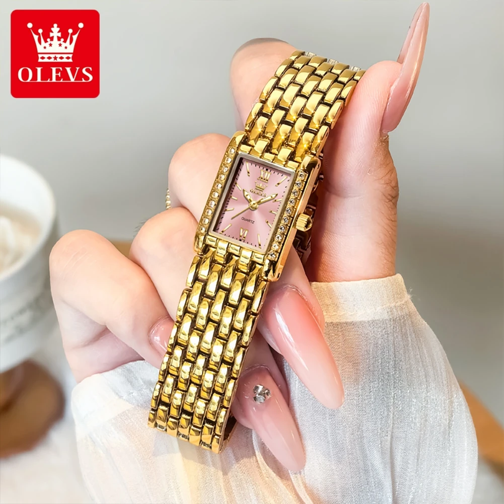 OLEVS Brand Quartz Women's Watch Waterproof Women's Calendar Function Square Watch 3700