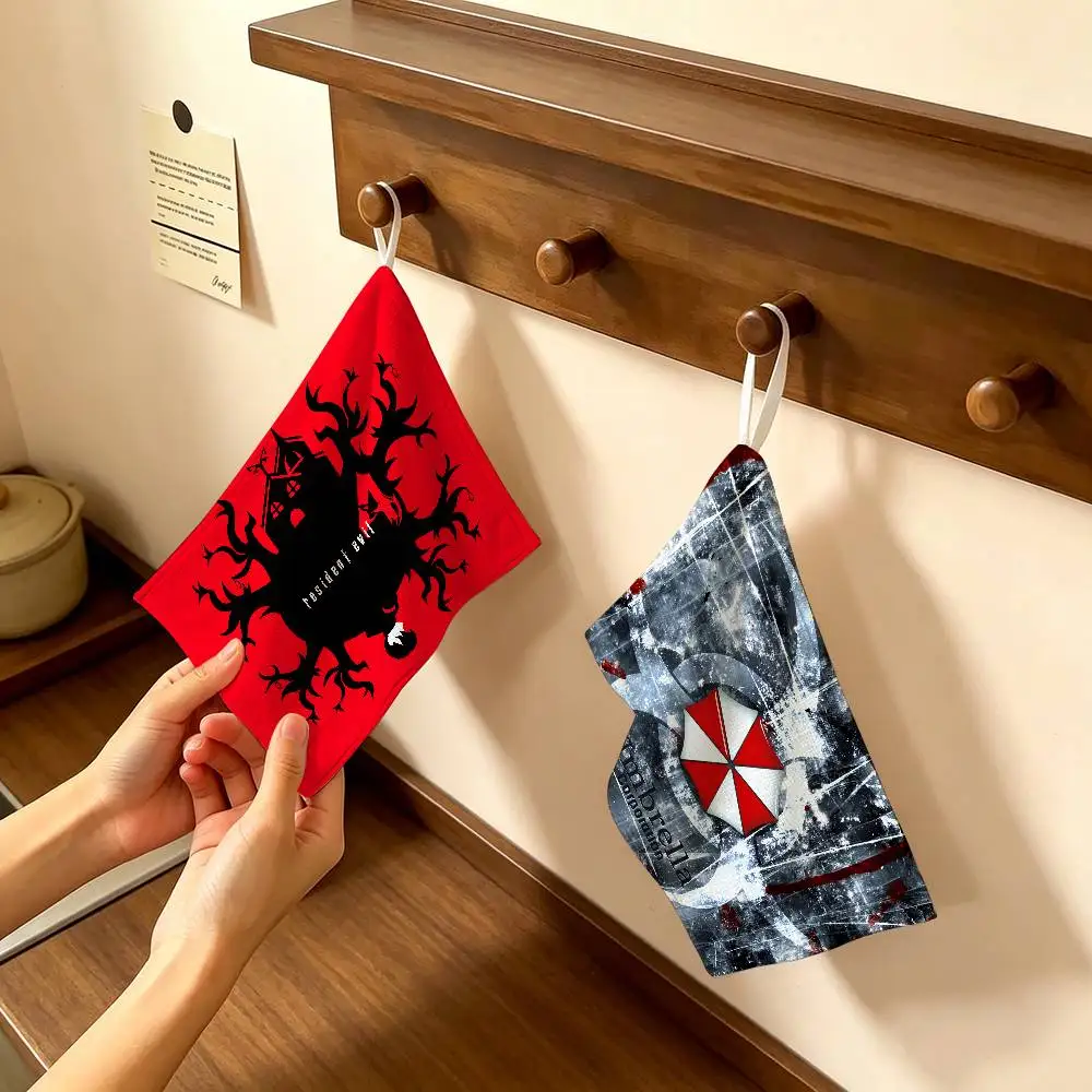 Resident Evil Umbrella Us Troops Polyester Cotton Hand Wiping Towel, Anti-shrink Hanging Kitchen Cloth for Household Cleaning