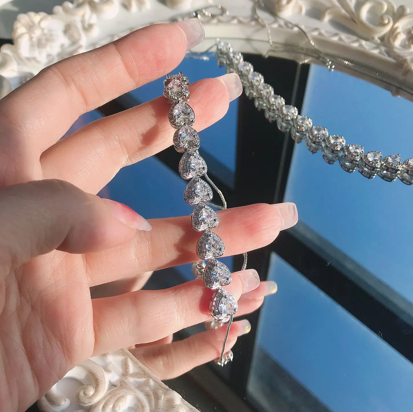 Y&Y Bright Princess pink jewel bracelet Heart type 5A Zircon girl gift classic elegant choker