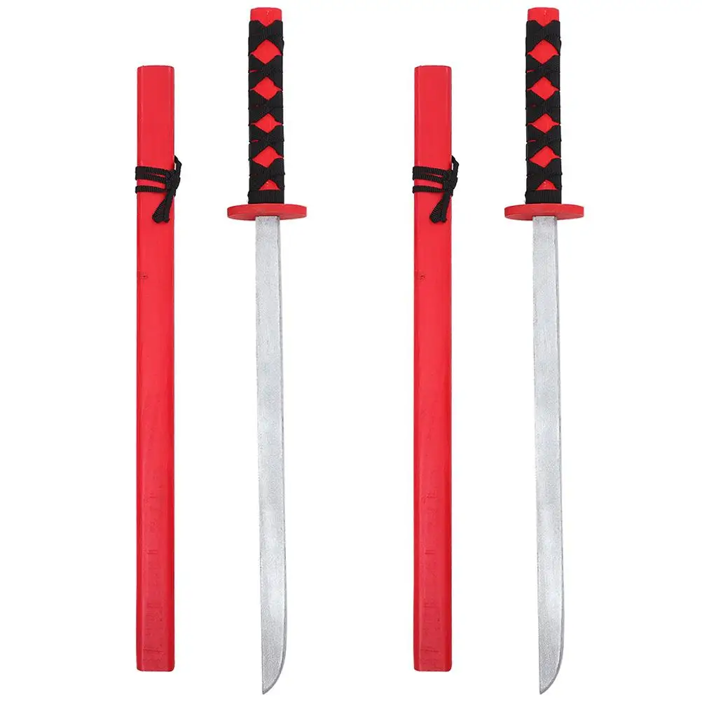 

2 Pcs Japanese Cosplay Toy Simulated Swords Portable Distinctive Wood Kids Playthings Lightweight
