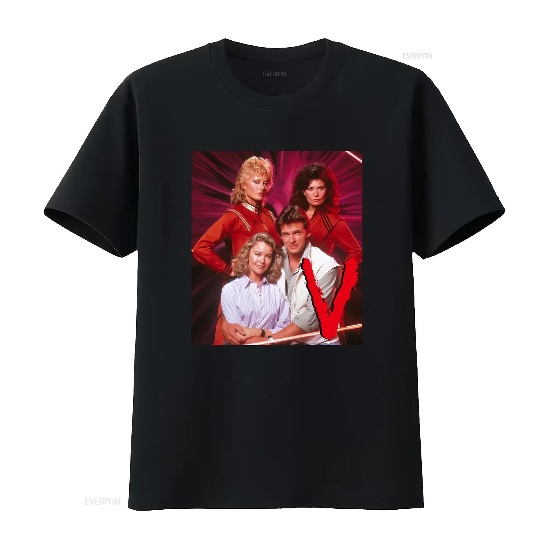 V the Visitors TV Movie Cast  T Shirt Retro Sci Fi Drama Design vintage Washed graphic fashion Top For Everyday Wear Versatile