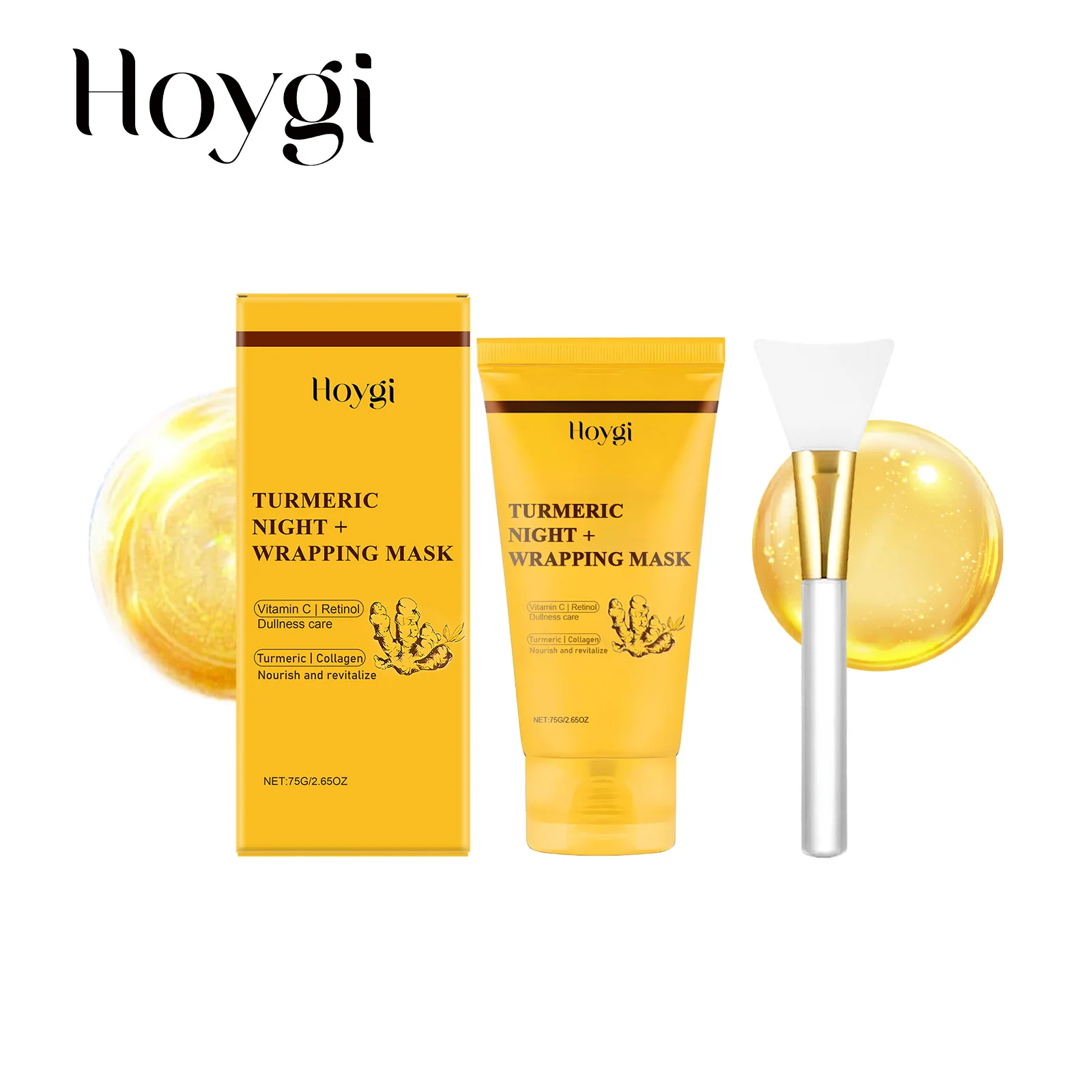 

Hoygi Kojic Acid Turmeric Overnight Wrapping Peel Off Mask Brightens Defends Against Stress for Blackheads Large Pores Dirts Oil