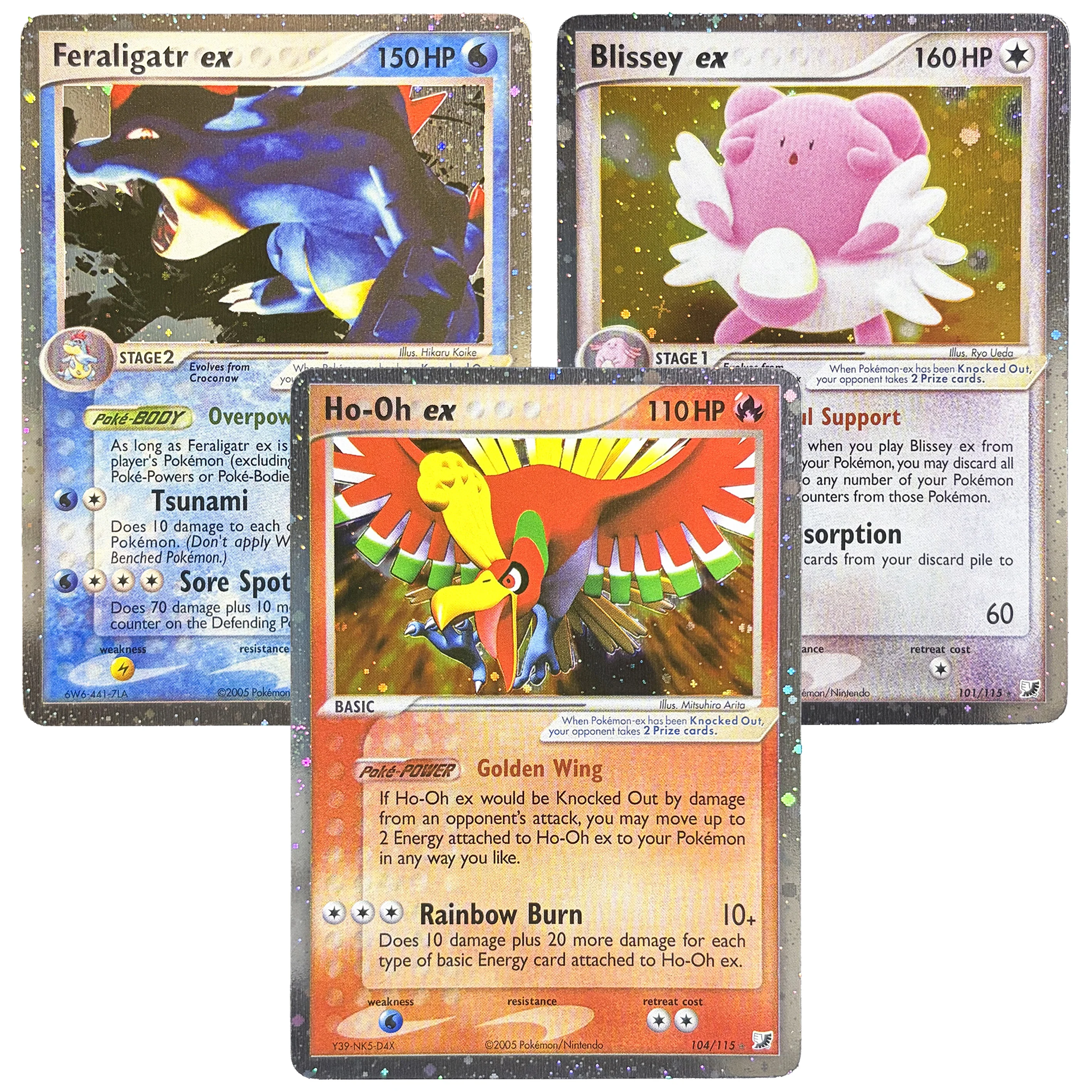 

6PCS PKM Unseen Forces (UF) New Holo Collection Card Lot Feraligatr Ho-Oh Flareon Blissey Ampharos Ptcg Trading Game PROXY Card