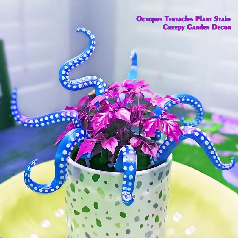 ABBN-7PCS Seamonster Tentacles Octopus Tentacle Plant Stake Garden Stakes For Plant Decor Octopus Tentacle Stakes