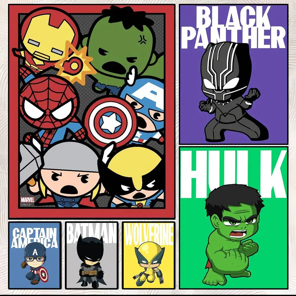 Póster de Marvel, póster cómico de Spiderman, Iron Man, Hulk, Capitán América, pintura en lienzo, impresiones artísticas de pared de Anime, decoración del hogar