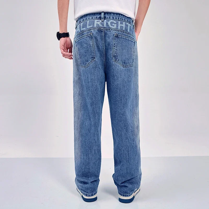 

Джинсовые прямые широкие брюки в стиле хип-хоп 2025 года, весенне-осенние дорожные повседневные классические мешковатые черные, синие джинсы