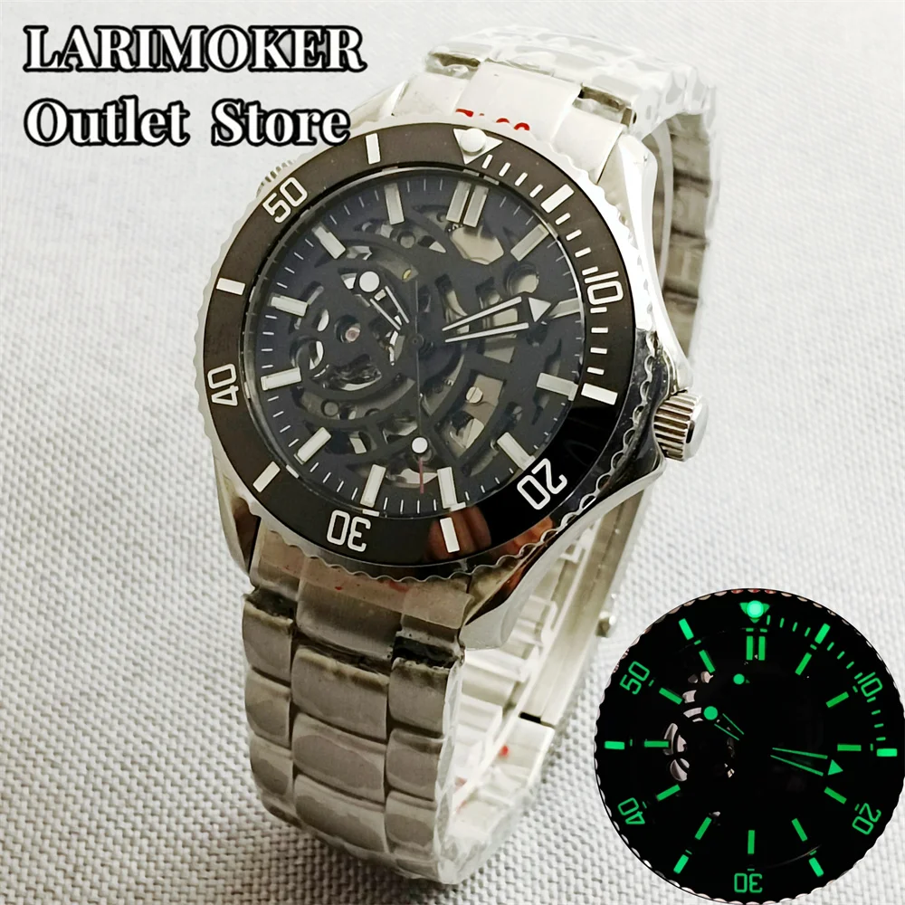 41mm NH72 Watch C3 Green Luminous Sapphire Glass Mechanical Automatic Movement Stainless Steel Strap Men\'s Watch