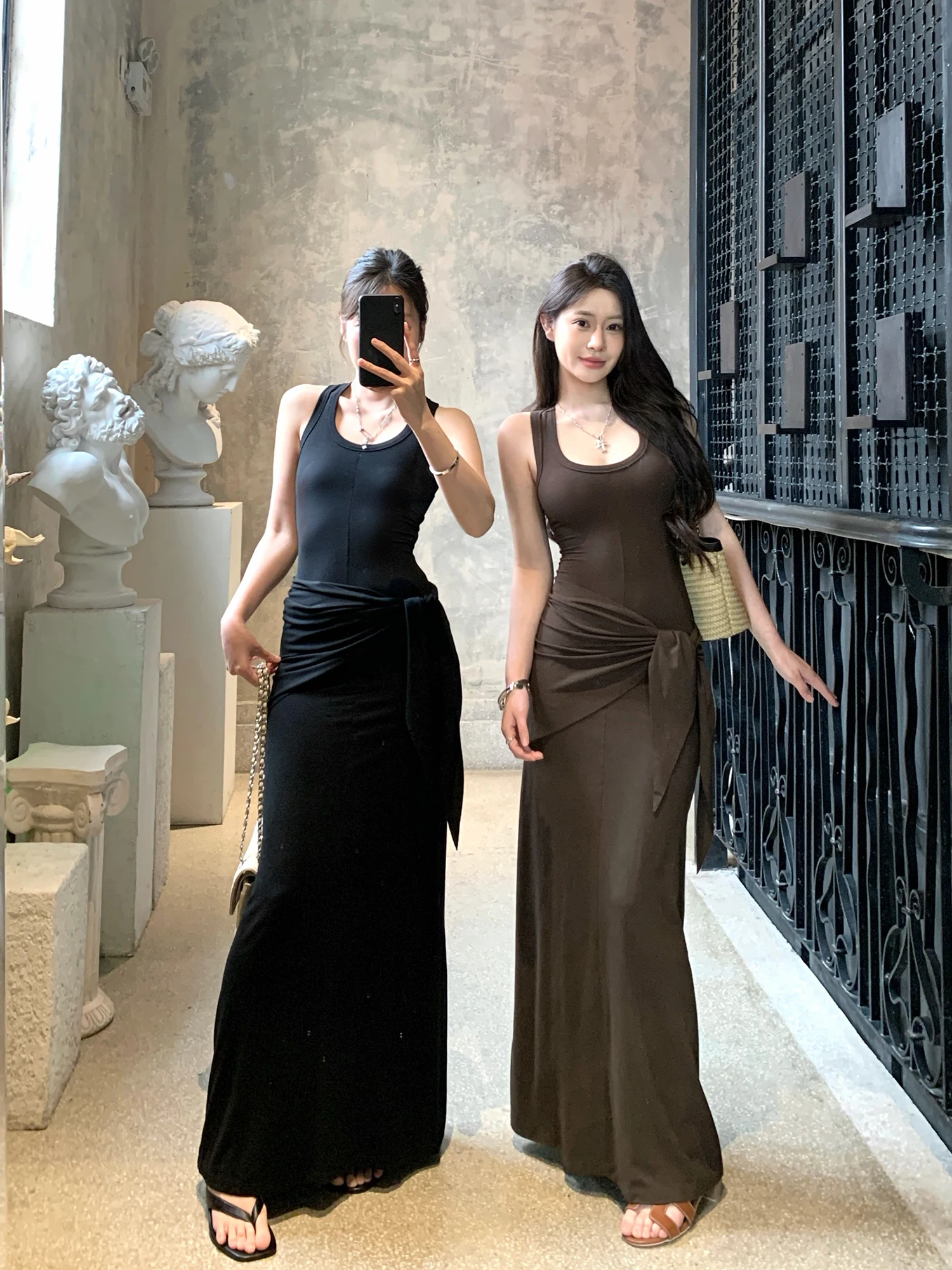 

Серое летнее повседневное платье Withmxboom без рукавов с круглым вырезом, женское, приталенное, с юбкой-рыбьим хвостом