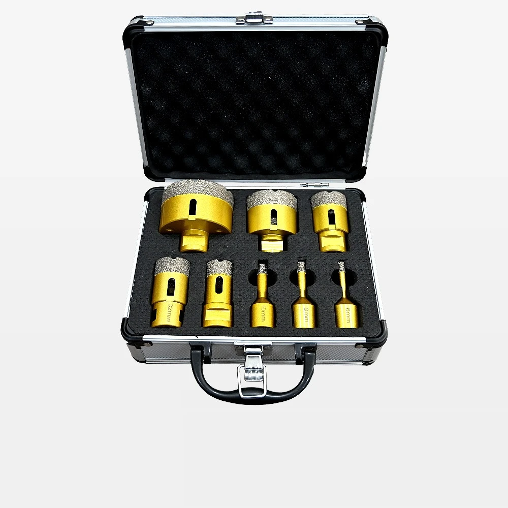 

8Pcs Gold Sand Drill Bit Set for Tile Concrete Drilling, Fit for Most Drills, Ideal for Decoration Construction