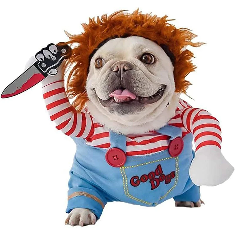 

Halloween Dog Cat Clothes Pet Funny Costume Chucky Deadly Doll Cosplay Party Apparel Clothing Fancy Festival Cloth Cat Clothes