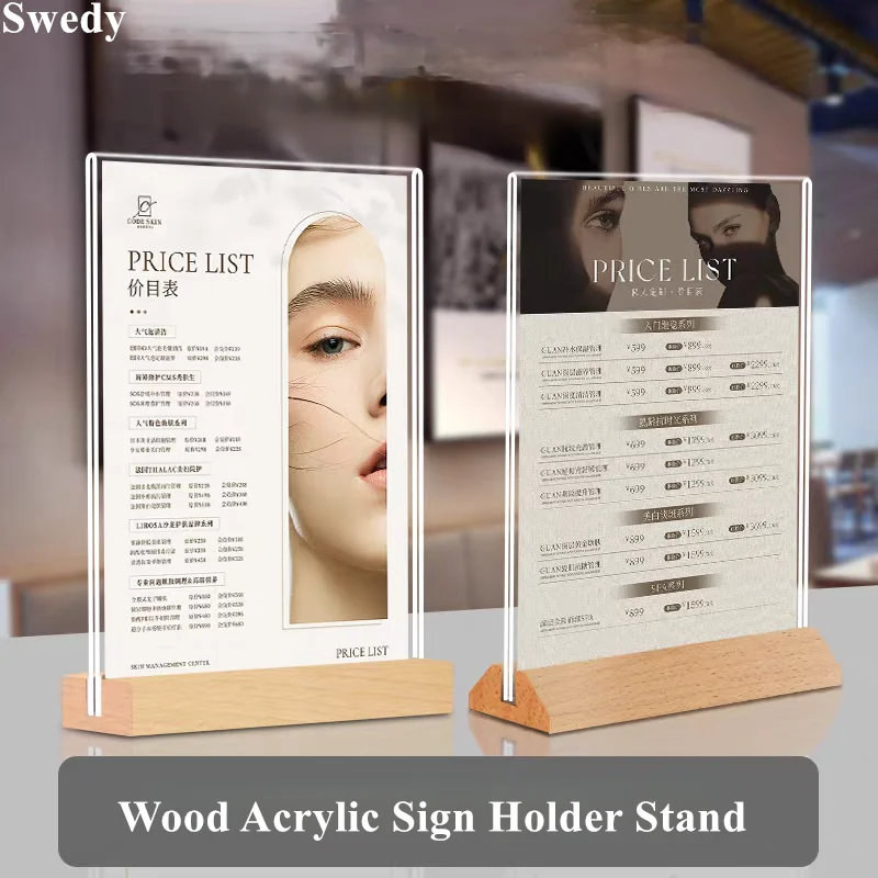 5 Pieces A6 100x150mm Acrylic Sign Holder Display Stand Label Holder Photo Picture Poster Frame Restaurant Menu Paper Holder