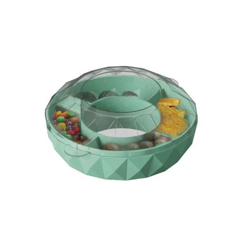 GOOD-Snack Bowl Plato de fruta de plástico especial para taza de 40 onzas con asa Bandeja de refrigerios reutilizable-Verde