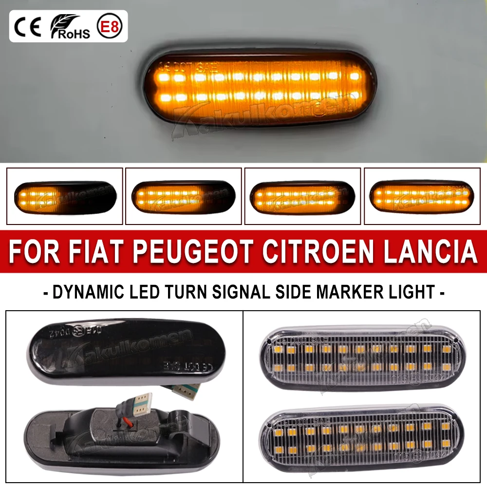 2 Stück Dynamische LED-Blinker Seitenmarkierungsleuchte für Fiat Panda 169 Grande Punto Inkl Evo Doblo Fiorino Linea Idea