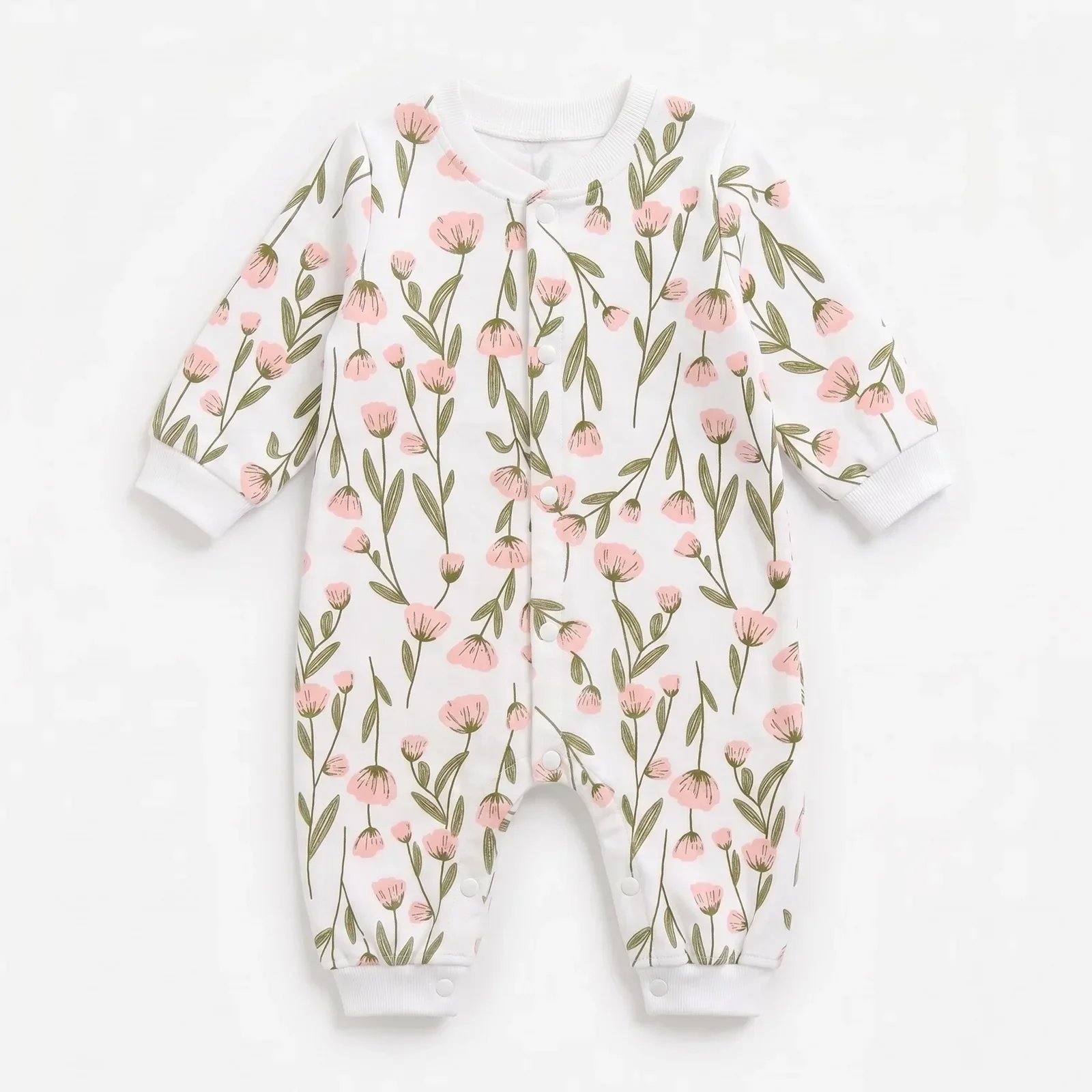 Baby Mädchen Frühling Niedliche Blumen-Strampler Langarm Säuglings-Jumpsuits Kleidung Herbst – Detail 4