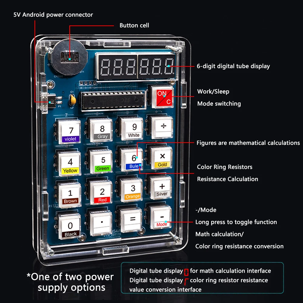 Kalkulator tampilan tabung Digital Diy, Kit elektronik Kit solder, suku cadang longgar, sumber daya mengajar las