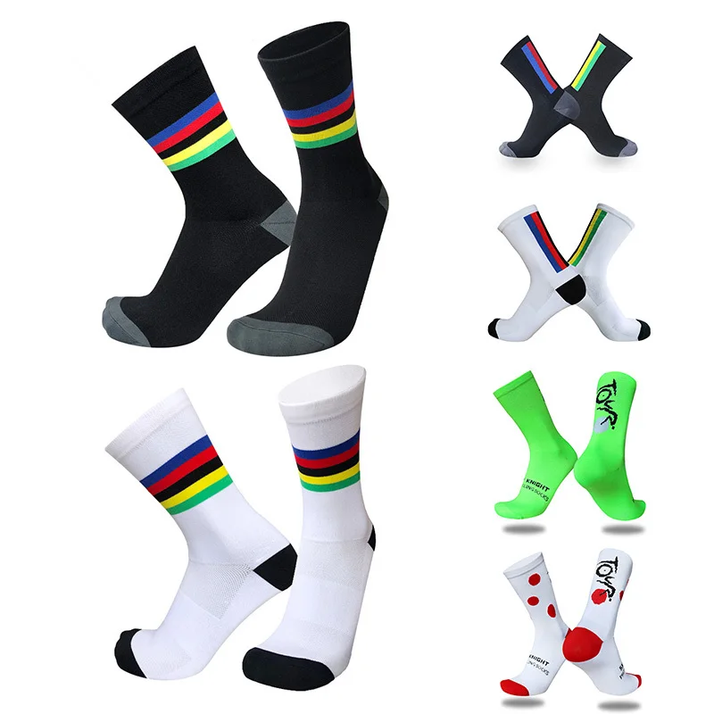 Men StripesCycling Professional Socks Competition With Women Colored Road Bicycle Outdoor Racing Bike Sport Running Socks